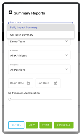 Portal - Summary Report Dropdown